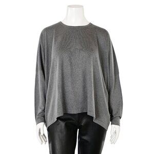 Eskandar 100% Silk Knit Box Cut Sweater in Gray sz O/S